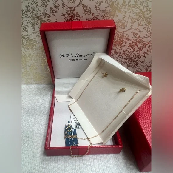 MACY’S 2-PC 1CT DIAMOND SET CLUSTER PENDANT NECKLACE & STUDS - Picture 8 of 17